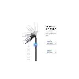 Дата кабель USB-C to USB-C 2.0m US261 18W Round Cable Nickel Plating Aluminum Shell Black Ugreen (50152) - мініатюра 5
