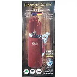 Набір кухонних ножів German Family GF-S21 професійний антиковзне покриття червоний (GF-S21_512) - мініатюра 3