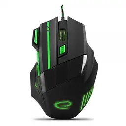 Миша Esperanza MX201 'Wolf', чорний/зелений, USB, оптична, 800-2400 dpi, 7 кнопок, зелене підсвічування, 1.5 м (EGM201G)