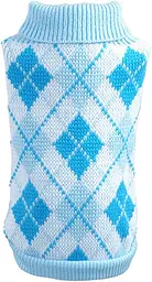 Светр для собак та котів EcoToys Diamond XL ромби біло-блакитний A: 35 см B: 34 см C: 26 см 6907