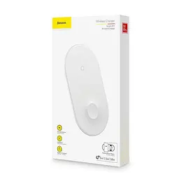 Бездротовий зарядний пристрій Baseus Smart 2 in 1 WX2IN1-02 White - мініатюра 3