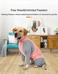 Піжама/попона для собак MOFESIPI Recovery Suit Pink&Grey - мініатюра 2
