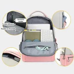 Рюкзак міський жіночий Tigernu T-B9388 16л для ноутбука 15.6" Pink (17041) - мініатюра 3