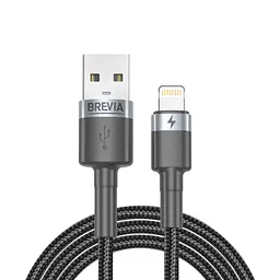 Кабель Brevia USB to Lightning 2,4А 2 м, чорний ZIP (53200BULZ1)