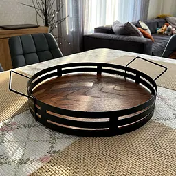 Таця Nice & Cozy Garret Plus металева з дерев'яною основою чорна - мініатюра 5