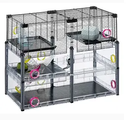 Модульна клітка для хом'яків та мишей Ferplast Multipla Hamster Crystal з аксесуарами чорна 72.5x37.5x62 см 57007617 - мініатюра 7