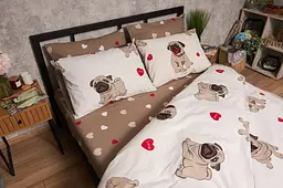 Комплект постільної білизни Moon&Star Бязь Gold Люкс Bulldog Love King Size 220x240 наволочки 4х50х70 - мініатюра 6