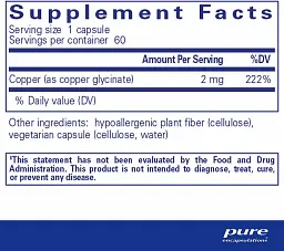 Мідь Pure Encapsulations Copper glycinate 60 капсул - мініатюра 2