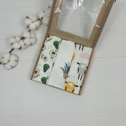 Набір з 3 муслинових серветок a.l.babybox Авокадо кактуси баранчики Різнокольорові - мініатюра 5