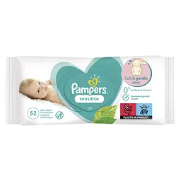 Дитячі вологі серветки Pampers Sensitive, 52 шт.