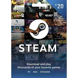 Код активації Steam Gift Card (Стім) на 20 USD US-регіон