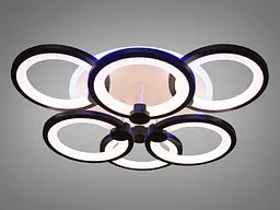 Стельова LED-люстра Diasha 8022/3+3BK 85W, Ø 50 × 12 см, 3 кольори світла, диммер, пульт - мініатюра 4