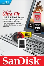 SanDisk Накопичувач 128GB USB 3.1 Type-A Ultra Fit Чорний - мініатюра 3