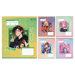 Зошити учнівські 12 аркушів коса лінія 1B Follow Anime, 25 шт. в упаковці