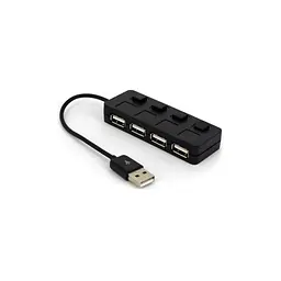 Концентратор Voltronic USB 2.0 to 4xUSB with LED buttons black (YT-H4L-B)