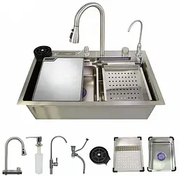 Кухонна мийка з нержавіючої сталі Zerix ZH7546-SET-06 Micro Decor Ss Color з вбудованим змішувачем ZM5590, Нержавіюча сталь - мініатюра 4