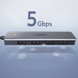 USB-хаб UGREEN CM219 4-in-1 USB Type-C to 4xUSB 3.0 HUB Space Gray - мініатюра 6