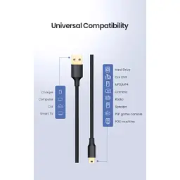 Дата кабель USB 2.0 AM to Mini 5P 2.0m US132 black Ugreen (30472) - мініатюра 5