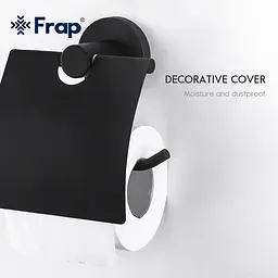 Тримач для туалетного паперу чорний/нержавіюча сталь Frap F30203 1/40 Чорний матовий - мініатюра 4