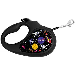 Повідець-рулетка для собак Waudog R-leash, малюнок "NASA", XS, до 12 кг, 3 м, світловідбиваюча стрічка чорний - мініатюра 3