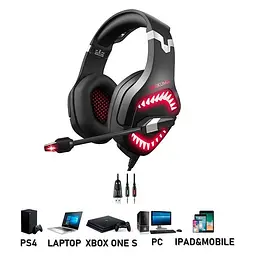 Дротова гарнітура Onikuma Gaming with LED K1 Pro, USB, 3.5mm, 2.2m, black-red - мініатюра 5