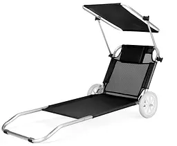 Шезлонг лежак Outtec Sun з дашком чорний - мініатюра 3