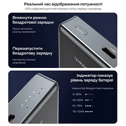Повербанк 10000mAh Choetech B739 Black QC3.0 PD3.0 бездротова магнітна зарядка (43-00151) - мініатюра 8
