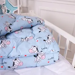 Набір антиалергенний MirSon зима Kids Time 20-0037 Cute blue zebra 140x205 см бавовна: ковдра з подушкою (2200009665486) - мініатюра 5