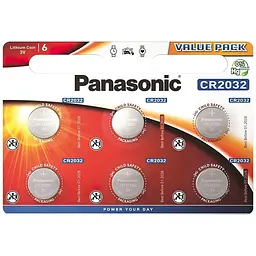 Батарейка Panasonic CR-2032EL/6B літієва CR2032 блістер 6 шт.