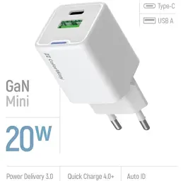 Зарядний пристрій ColorWay USB-C PD20W + 1xUSB QC4.0 white (CW-CHS062PD-WT) - мініатюра 6