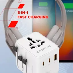 Зарядний пристрій Canyon OnTour 20 2xUCB-C + USB-A EU/UK/US/AUS 20W White (CNS-TA20W1005W) - мініатюра 7