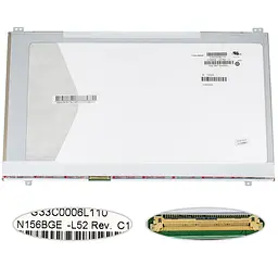 Матриця 15.6 N156BGE-L52 1366х768, 40pin, LED, SLIM без дод. панелі , глянець, роз'єм ліворуч знизу для ноутбука
