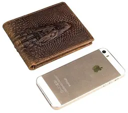 Гаманець чоловічий 14380 фактура шкіри під крокодила Vintage коричневий - мініатюра 3