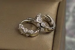 Сережки Xuping Jewelry кільця самшит 1.2 см сріблясті
