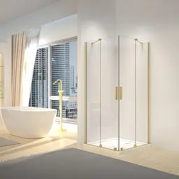 Душова кабіна Rea Montana 90x90 brashed gold REA-K6636, Золотий, Універсальна, прозорий, золотий - мініатюра 2