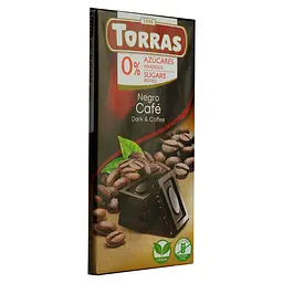 Шоколад чорний з кавою Torras без цукру 75 г