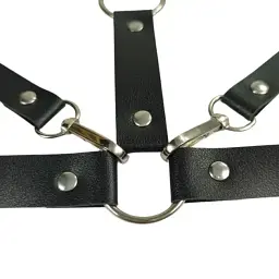 Портупея від шиї до запʼястя I’MCUM Neck to Wrist Bondage з наручниками за спиною Чорний (7970379617689) - мініатюра 2