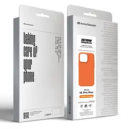 Силиконовый чехол с MagSafe для Apple iPhone 16 Pro Max, ICON2 MagCase, оранжевый, противоударный, панель с мягкой подкладкой, защита всего корпуса, поддержка беспроводной зарядки, совместим с защитными стеклами и пленками, ArmorStandart (ARM89280) - мініатюра 10