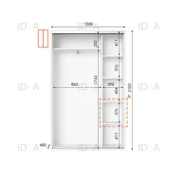 Шафа-купе Idea серія 5 130 x 45 x 210 см Білий Дзеркало - мініатюра 2