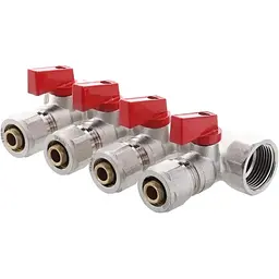 Колектор з кульовими кранами та фітингом Koer KR.1125-4 - 3/4”x4 Ways KR2837