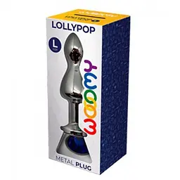 Wooomy Lollypop Double Ball, L - Анальна пробка з каменем, 10.5х3.5 см, блакитний - мініатюра 4