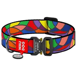 Нашийник для собак Waudog Nylon Вітраж, з QR паспортом, металева пряжка-фастекс, XXL, 43-70х3,5 см