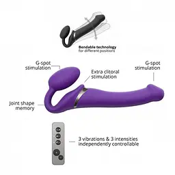 Безремневий вібруючий страпон Strap-On-Me M, 15.6 см (фіолетовий) - мініатюра 6