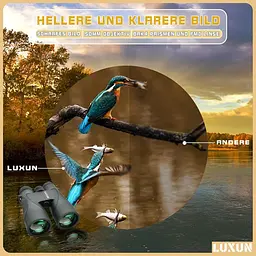 Бінокль LUXUN 12x50 HD для дорослих з чохлом для адаптера для смартфона, 20-міліметровим мисливським біноклем з покриттям FMC - мініатюра 3