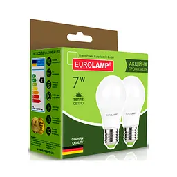 Лампочка Eurolamp LED A60 7W E27 3000K 220V акция 1+1 (MLP-LED-A60-07272(E)) - мініатюра 3
