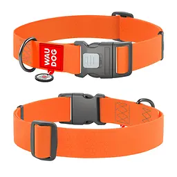 Нашийник для собак водостійкий Waudog Waterproof з QR-паспортом пластиковий фастекс XXL Ш 40 мм Д 46-70 см помаранчевий
