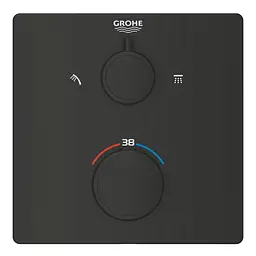 Термостат для душу з перемикачем на 2 положення верхній/ручний душ Grohe Grohtherm 1022092430, Чорний матовий - мініатюра 3