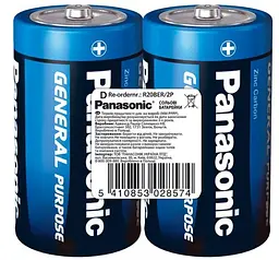 Батарейка Panasonic R20BER/2P GENERAL PURPOSE вугільно-цинкова D (R20) плівка 2 шт.