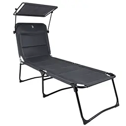 Ліжко розкладне Bo-Camp Sun Lounger With Sunscreen 5 Positions Grey (1304492) - мініатюра 1