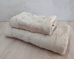 Набір турецьких бамбукових махрових рушників Cestepe 50х90+70х140 Bamboo Zumrut Light Bej - мініатюра 3